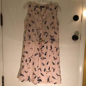 Boutique Light Pink Black/Mauve Feather Dress